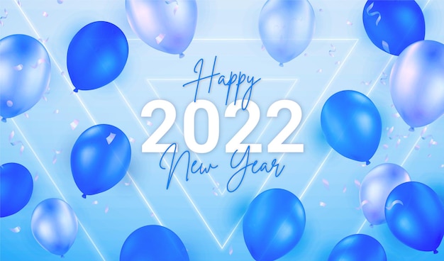 Vector gratuito feliz año nuevo fondo con globos realistas