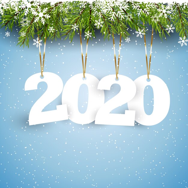 Feliz año nuevo fondo con letras colgantes