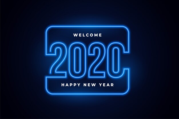 Feliz año nuevo luces de neón brillante fondo
