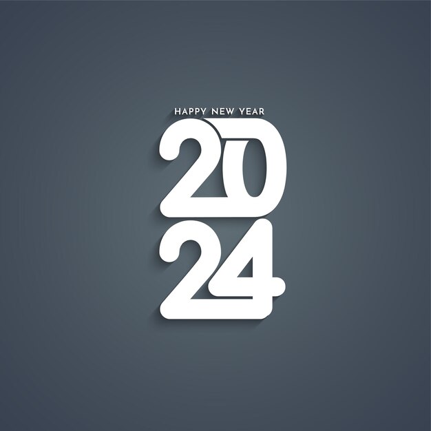 Feliz año nuevo moderno 2024 diseño de texto en vector de fondo oscuro.
