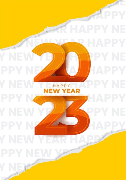 Vector gratuito feliz año nuevo número 2023. fondo de diseño de plantilla