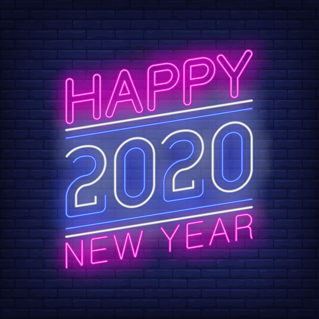 Feliz año nuevo con números de neón