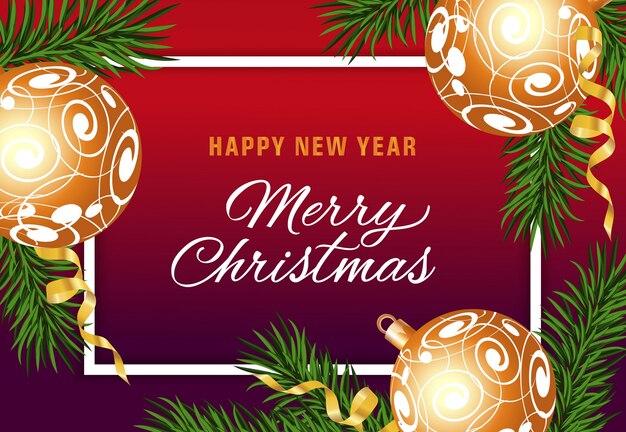 Feliz año nuevo texto con adornos