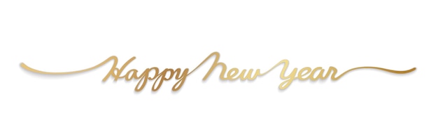 Feliz año nuevo vector 3d escritura de oro escritura a mano con espacio de texto aislado en un fondo blanco