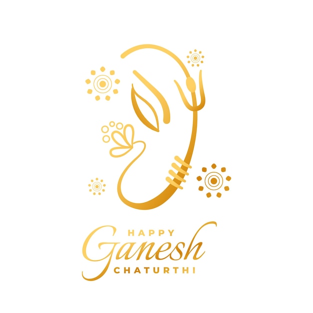 Feliz banner de celebración de ganesh chaturthi con diseño dorado de ganesha