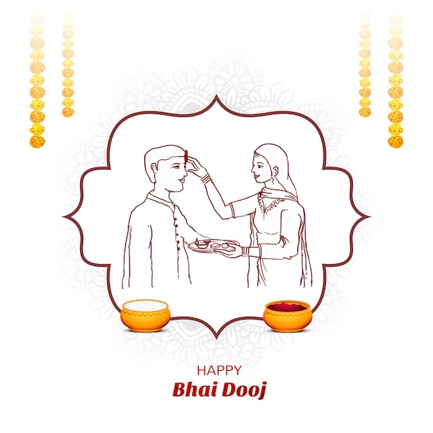 Vector gratuito feliz bhai dooj hermosa ilustración en el fondo de la celebración india