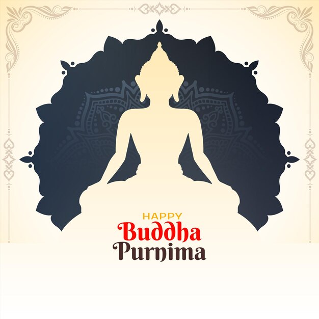 Feliz Buda Purnima tarjeta de celebración del festival religioso indio