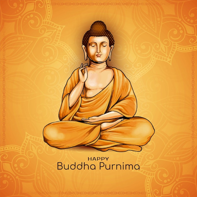Feliz Buda Purnima tarjeta de fiesta religiosa india