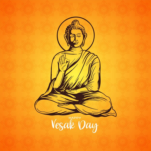 Feliz Buddha Purnima y el día de Vesak tarjeta de celebración del festival religioso