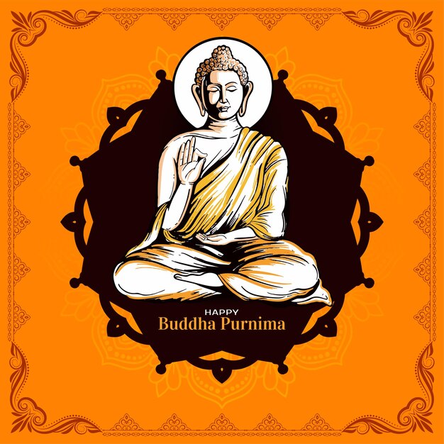 Feliz Buddha Purnima Festival indio con el diseño de Gautam Buddha