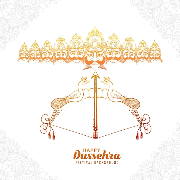 Vector gratuito feliz celebración de dussehra ravan enojado con diseño de boceto de diez cabezas