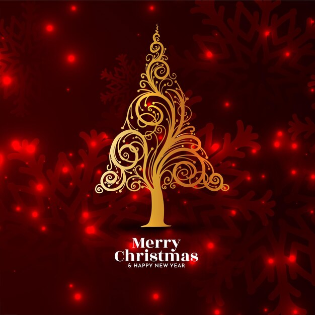 Feliz celebración del festival de Navidad con fondo de saludo con vector de árbol decorativo
