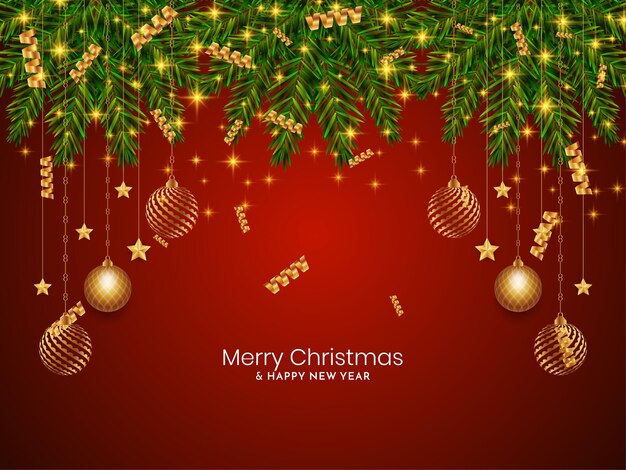 Feliz celebración del festival de Navidad saludo vector de diseño de fondo rojo