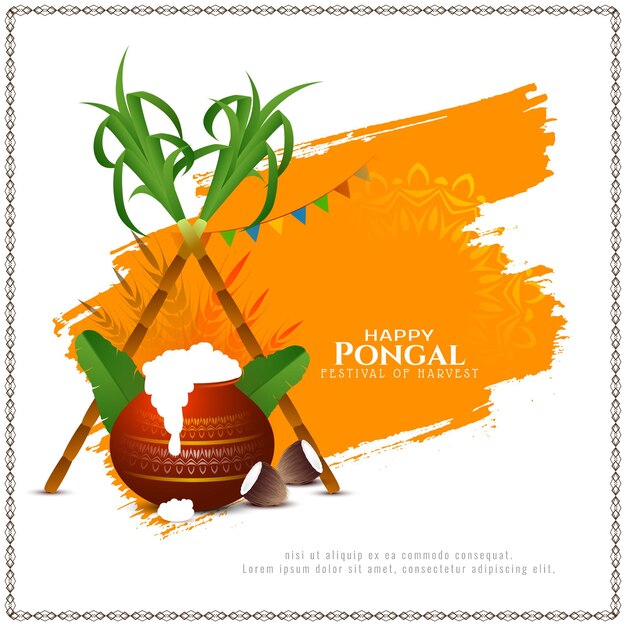 Feliz celebración del festival de Pongal vector de diseño de fondo elegante