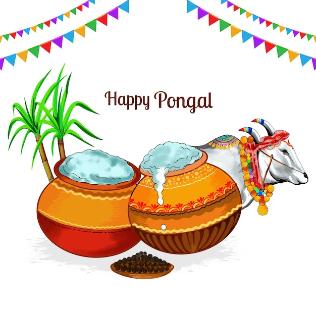 Vector gratuito feliz celebración de la fiesta de pongal trasfondo de la tarjeta