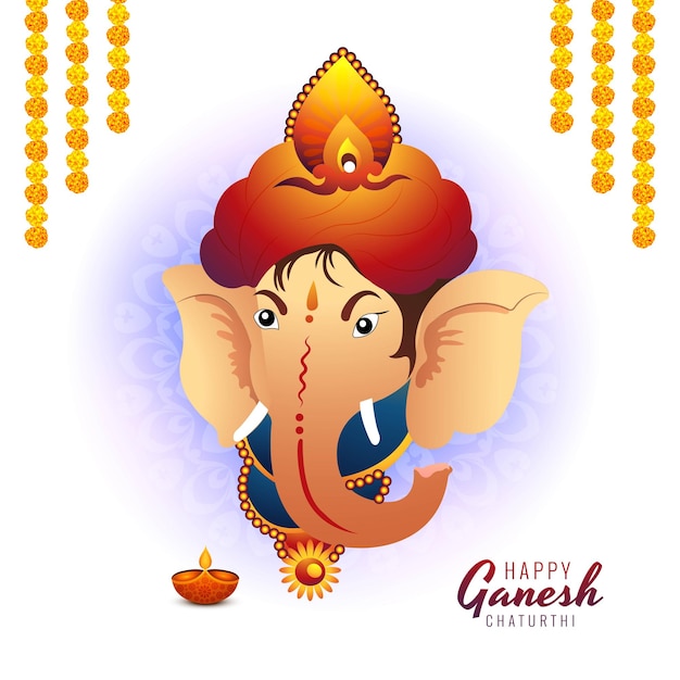 Vector gratuito feliz celebración de ganesh chaturthi con oración al fondo de la tarjeta lord ganesha