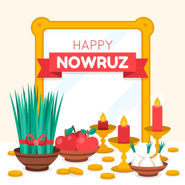 Feliz celebración de nowruz ilustración plana