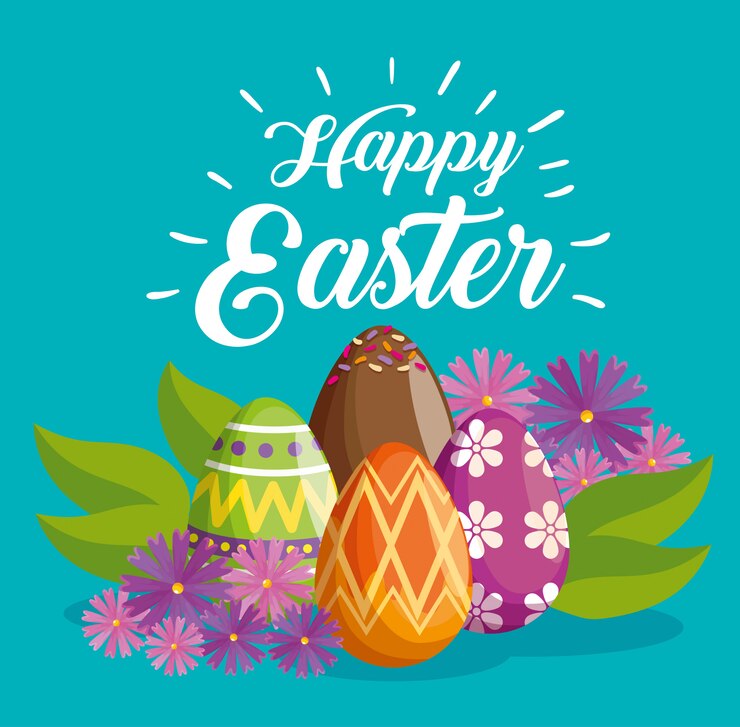 Vector gratuito feliz celebración de pascua con decoración de huevos