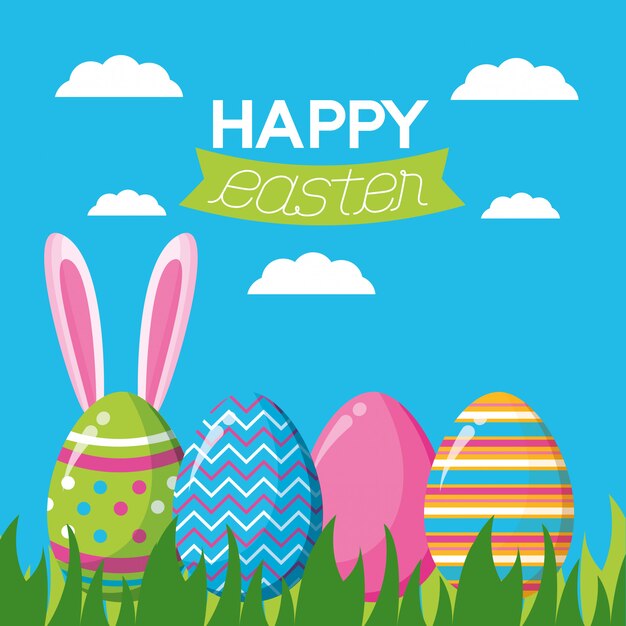 Feliz celebración de pascua ilustración