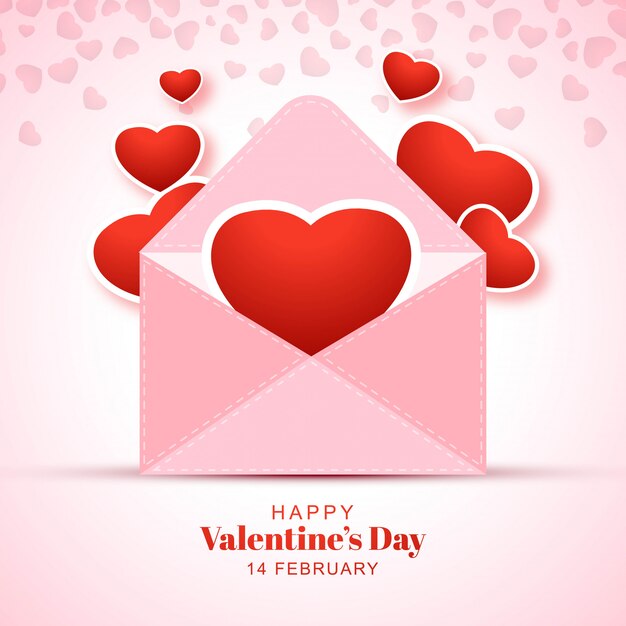 Feliz celebración de la postal de los colores rojos del día de San Valentín