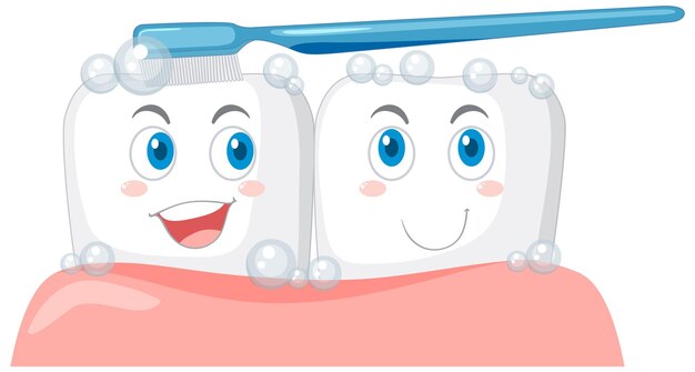 Feliz cepillado de dientes con equipo de limpieza dental