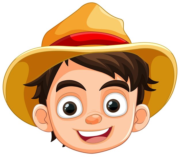 El feliz chico sonriente con el sombrero de vaquero granjero