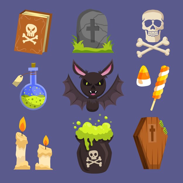 Feliz colección de elementos de halloween