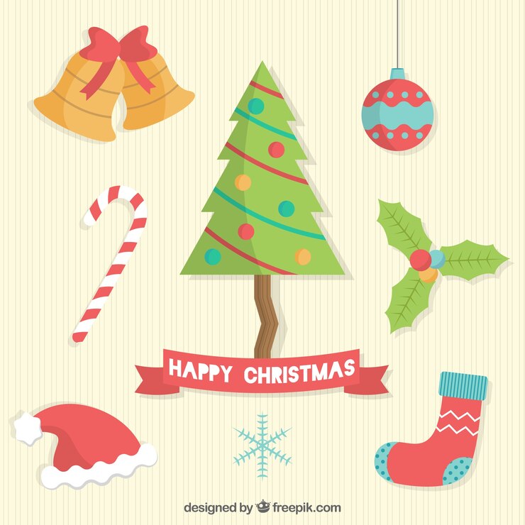 Vector gratuito feliz colección de los elementos de la navidad