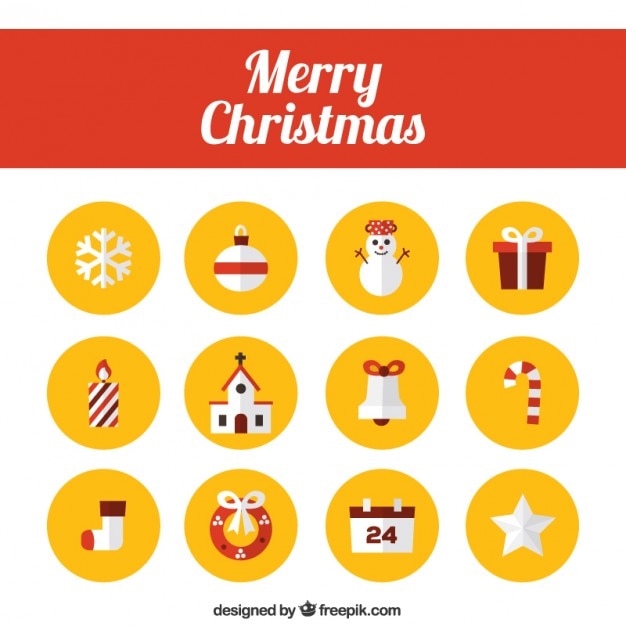 Vector gratuito feliz colección de los iconos de la navidad