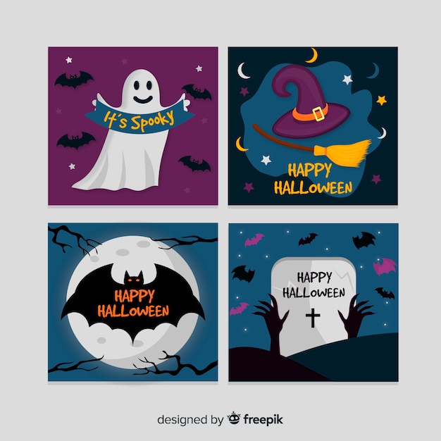 Feliz colección de tarjetas de felicitación de halloween