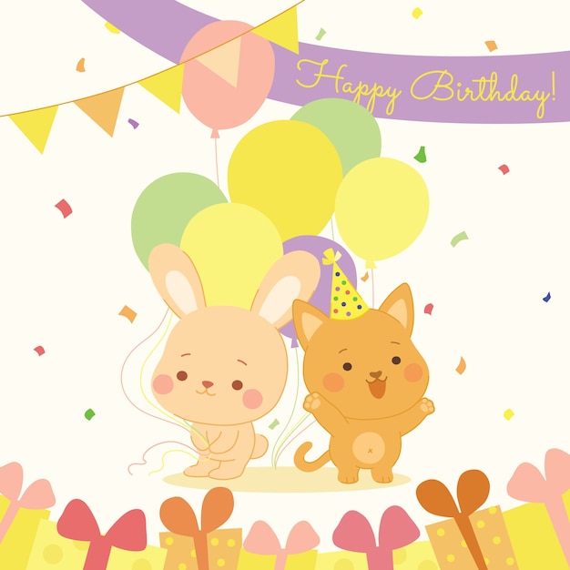 Vector gratuito feliz cumpleaños con animales
