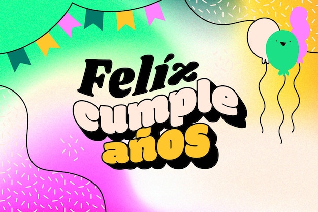 Feliz cumpleaños colorido en fondo español