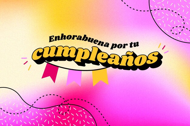 Feliz cumpleaños colorido en fondo español