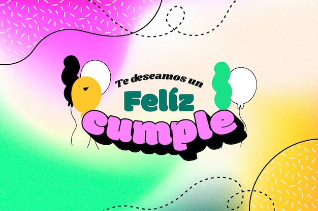 Feliz cumpleaños colorido en fondo español