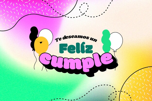 Feliz cumpleaños colorido en fondo español