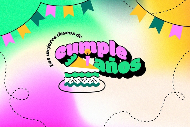 Feliz cumpleaños colorido en fondo español