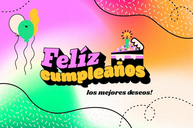 Feliz cumpleaños colorido en fondo español