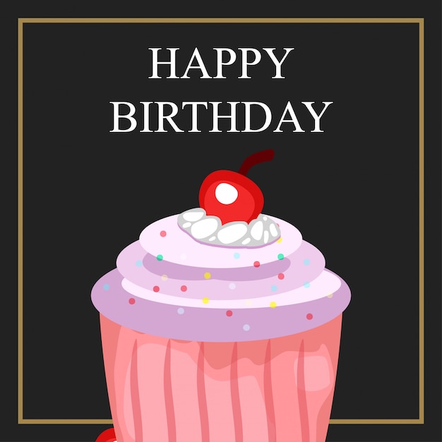 Vector gratuito feliz cumpleaños cupcake