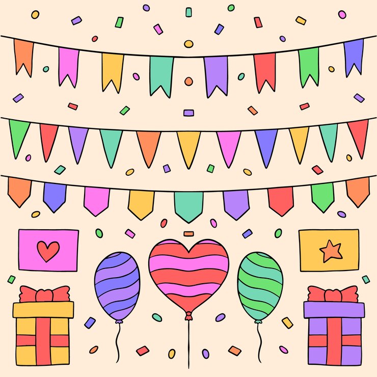 Vector gratuito feliz cumpleaños decoración de la casa con globos