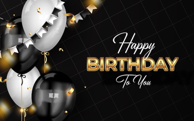 Feliz cumpleaños de fondo con globos de lujo y confeti
