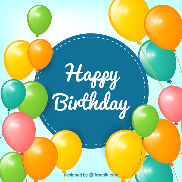Feliz cumpleaños con globos de fondo