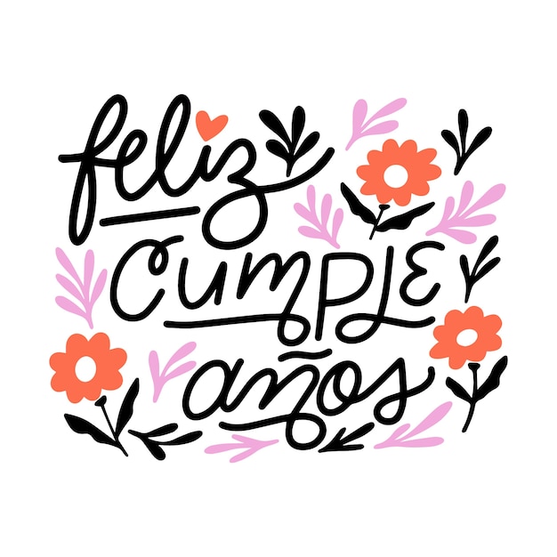 Vector gratuito feliz cumpleaños letras diseño floral