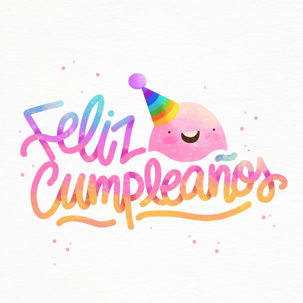 Feliz cumpleaños letras con gorro de fiesta