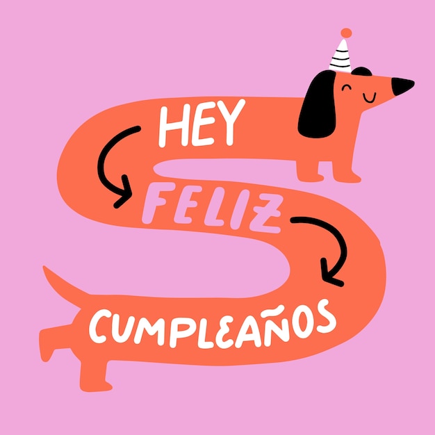 Feliz cumpleaños letras ilustración de perro