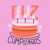 Vector gratuito feliz cumpleaños letras pastel plano