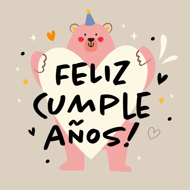 Feliz cumpleaños oso con gorro de fiesta