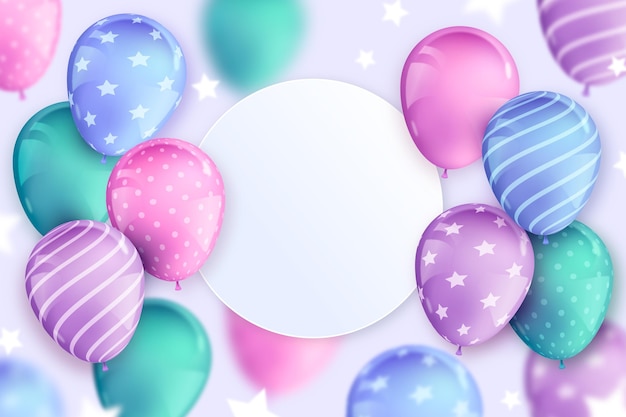 Feliz cumpleaños realista globos fondo copia espacio