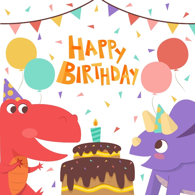Feliz cumpleaños a ti dinosaurios con pastel