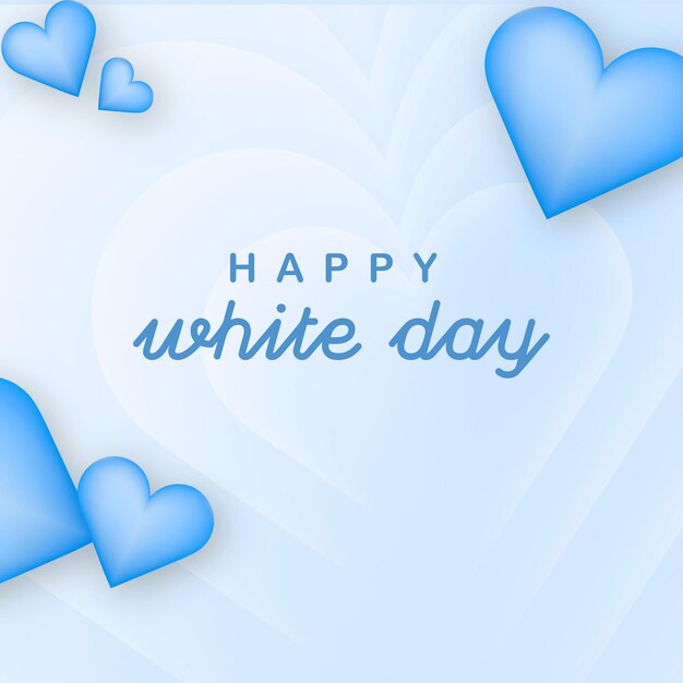 Feliz Día Blanco Saludos Corazones Azules Fondo Blanco Diseño de Redes Sociales Banner