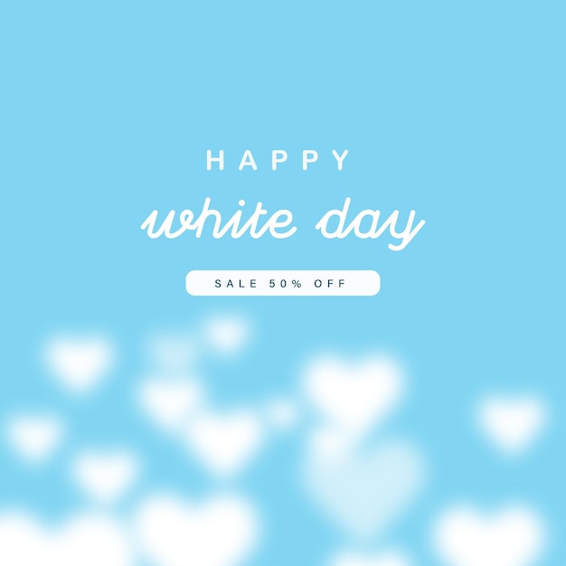 Feliz día blanco venta corazones blancos fondo azul diseño de redes sociales banner